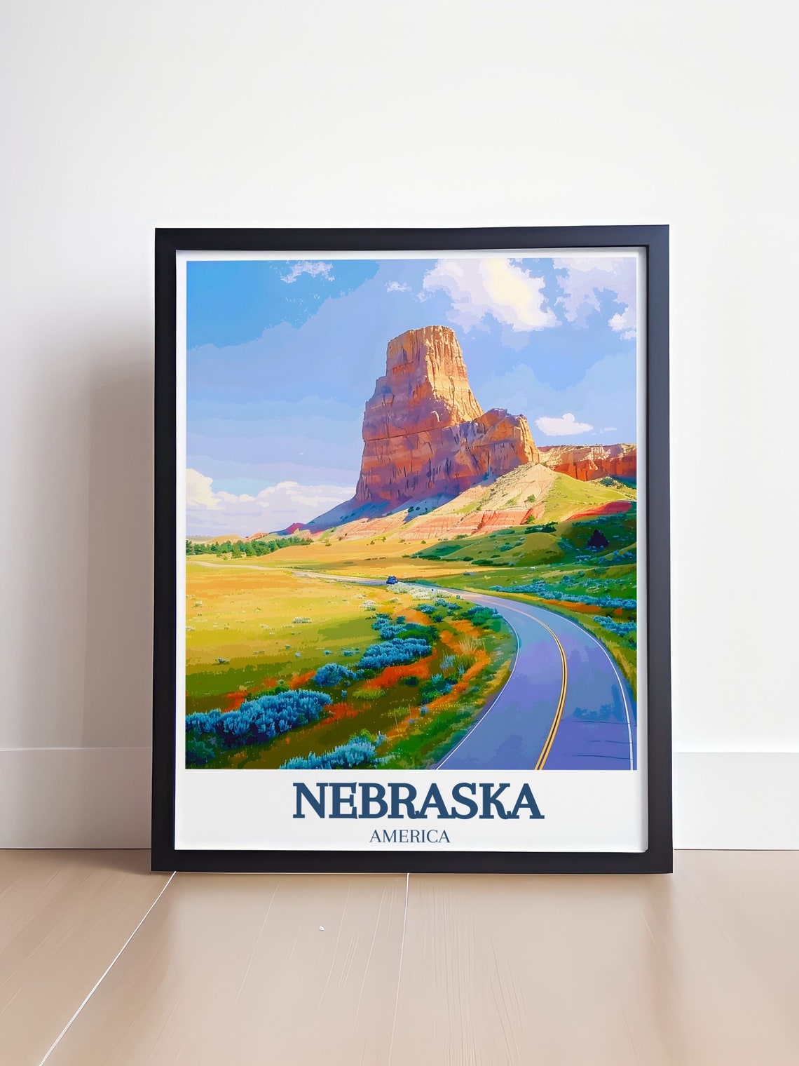 Scotts Bluff National Monument and Prairie Road Nebraska Poster - Image 4