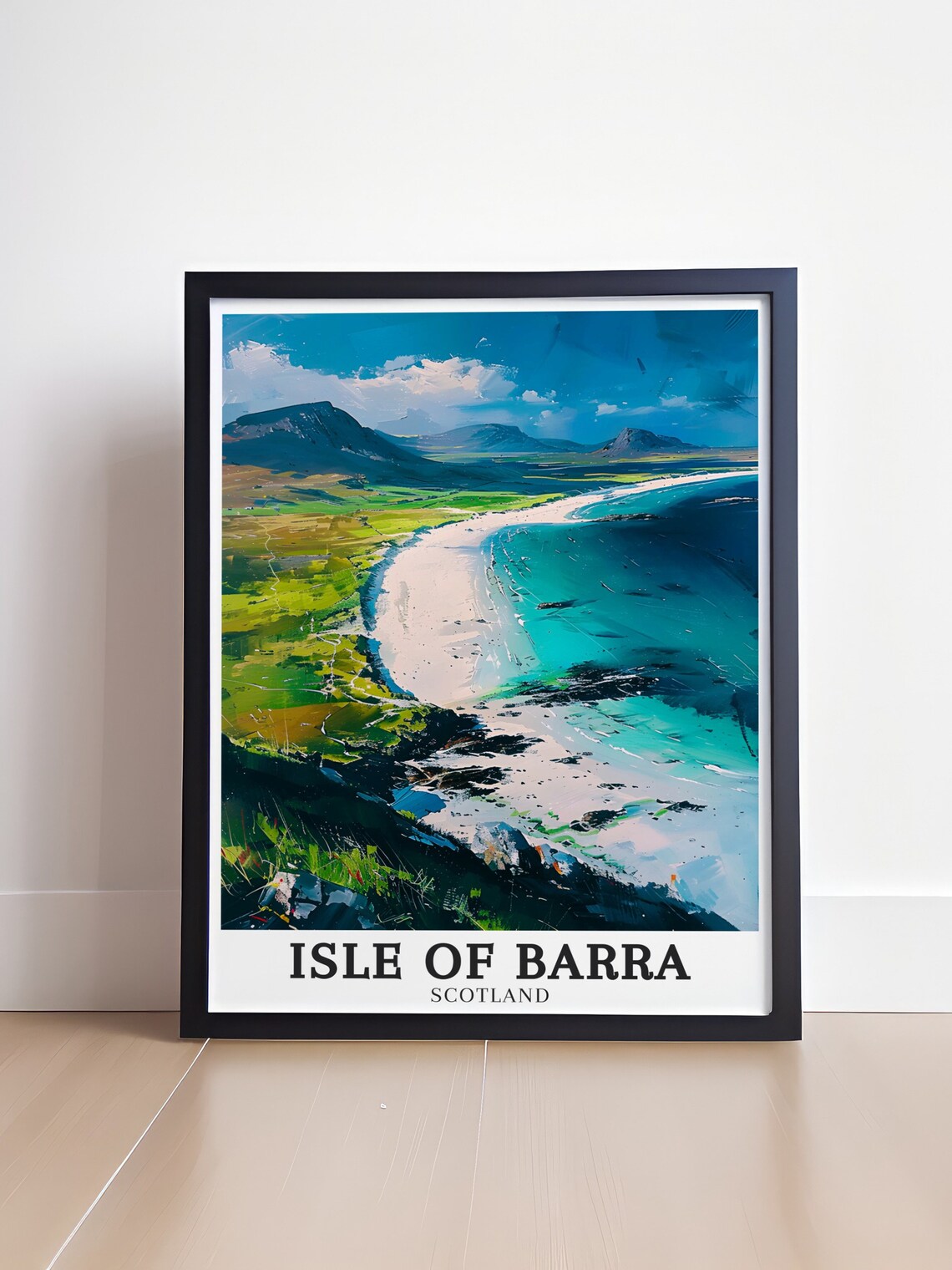 Isle Of Barra Scotland Turquoise Bay Aerial Coastline Travel Poster - Image 4