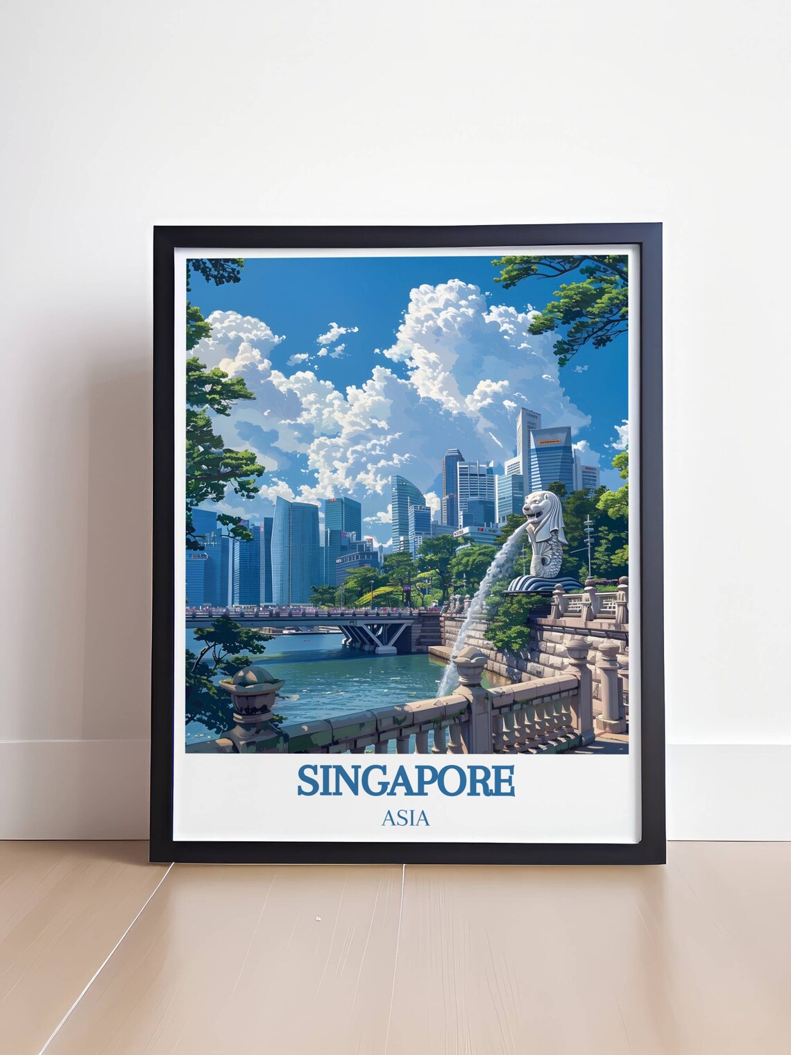 Singapore Merlion Park Marina Bay Skyline Daytime Asia Poster - Image 4