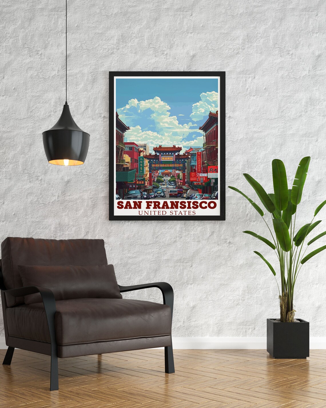 San Francisco Chinatown Dragon Gate Grant Avenue Street Travel Poster - Image 2