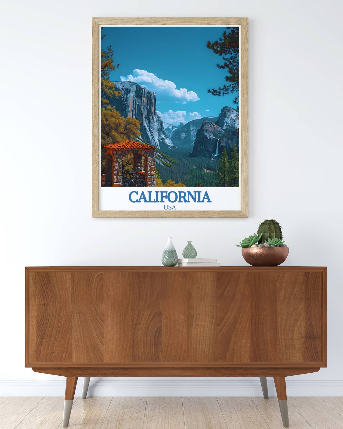 California USA Yosemite Granite Cliffs Waterfall Valley Poster - Image 3