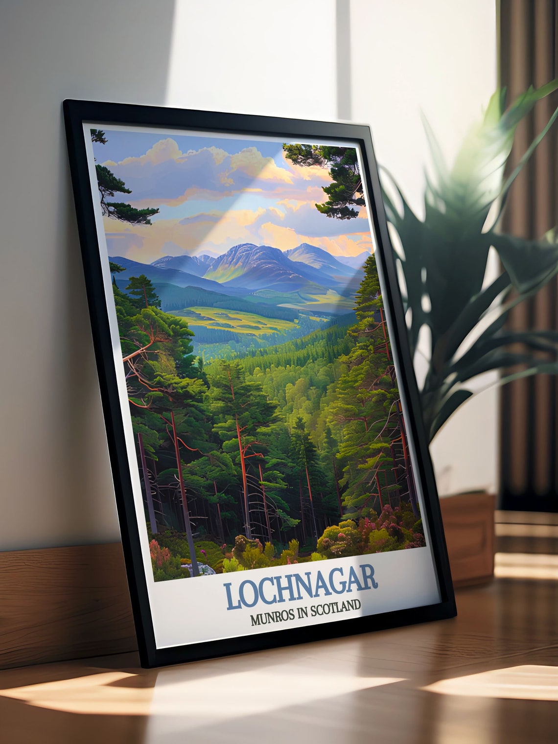 Lochnagar Scotland Pine Forest View Toward Blue Peaks Poster - Image 2