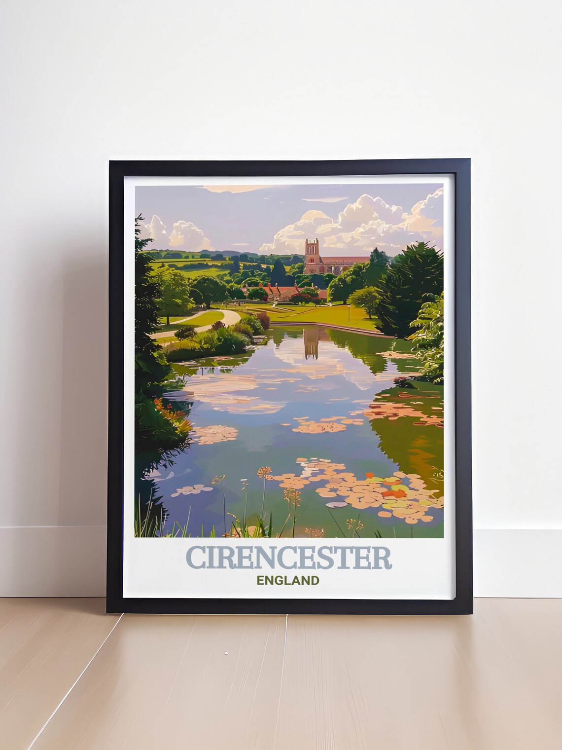 Abbey Grounds Lake Cirencester England Peaceful Park Travel Poster - Image 4