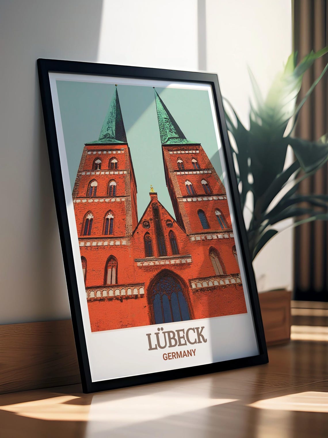 Lubeck Germany Marienkirche Red Brick Gothic Twin Towers Poster - Image 4