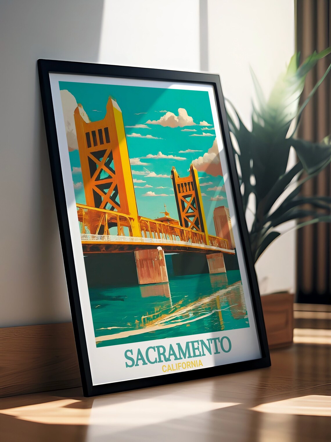 Sacramento Tower Bridge Golden Lift Bridge California Poster - Image 3