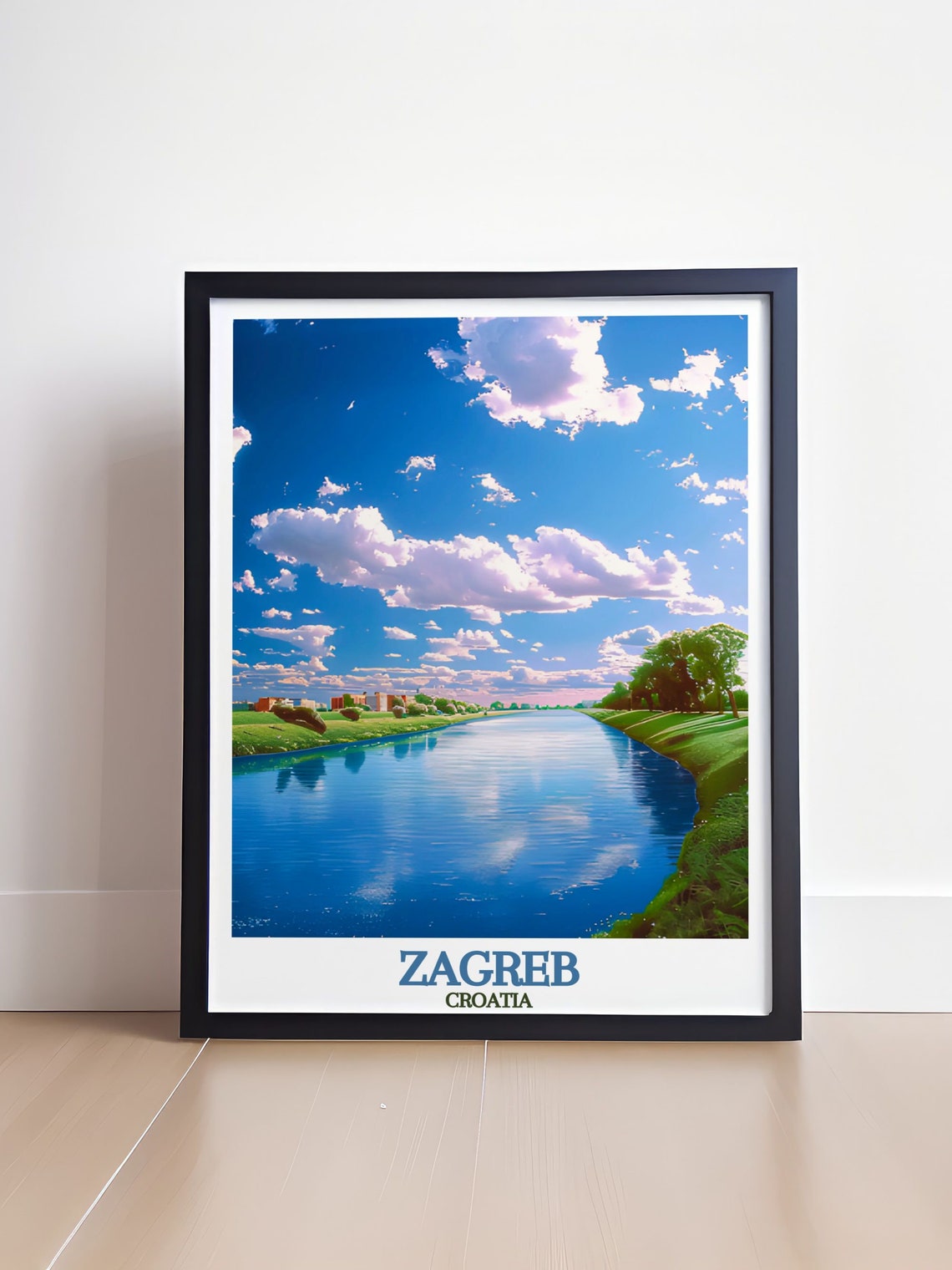 Zagreb Sava River Green Banks Croatia Riverside Sunny Day Poster - Image 4