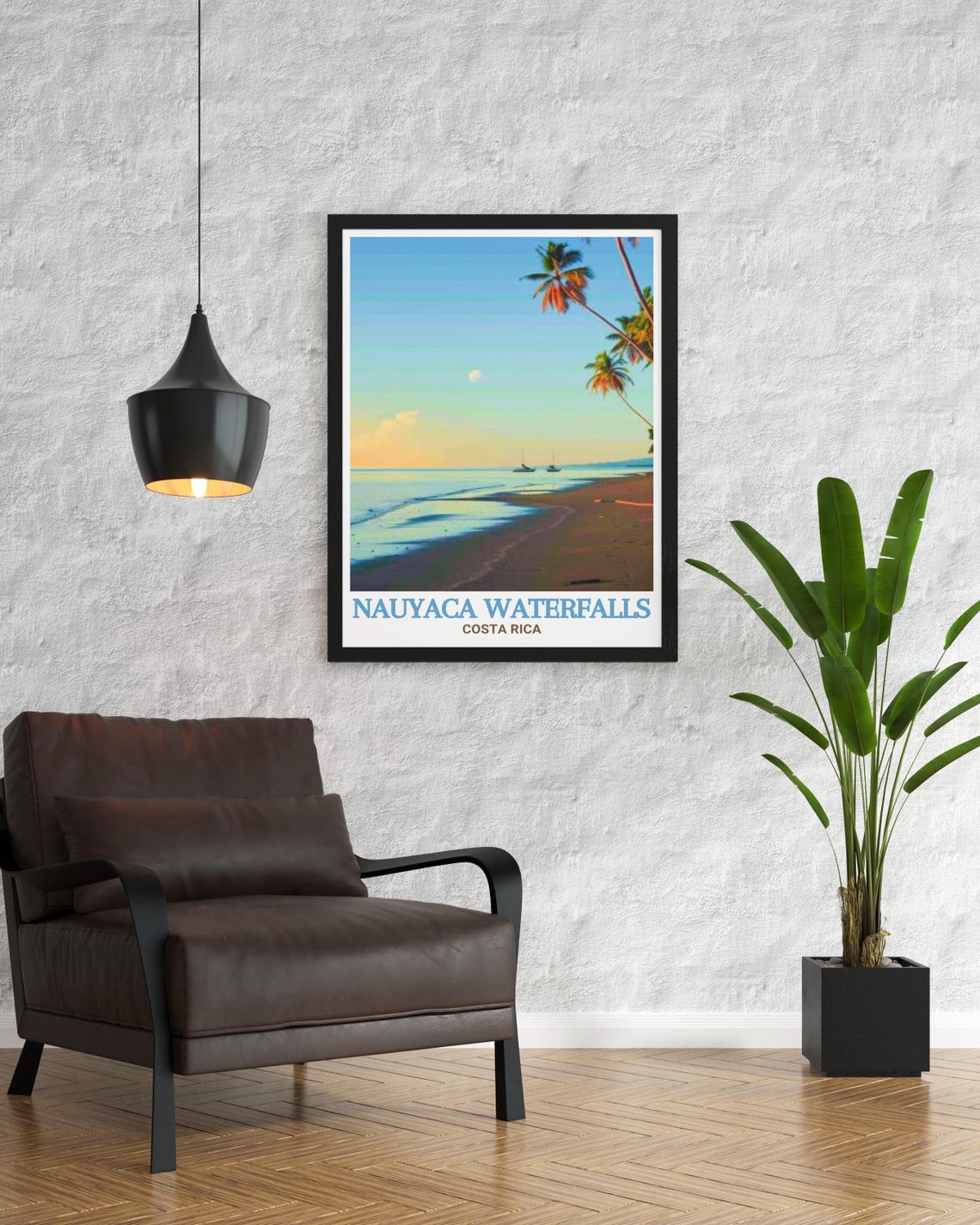 Nauyaca Waterfalls Costa Rica Sunset Beach Palm Trees Poster - Image 4
