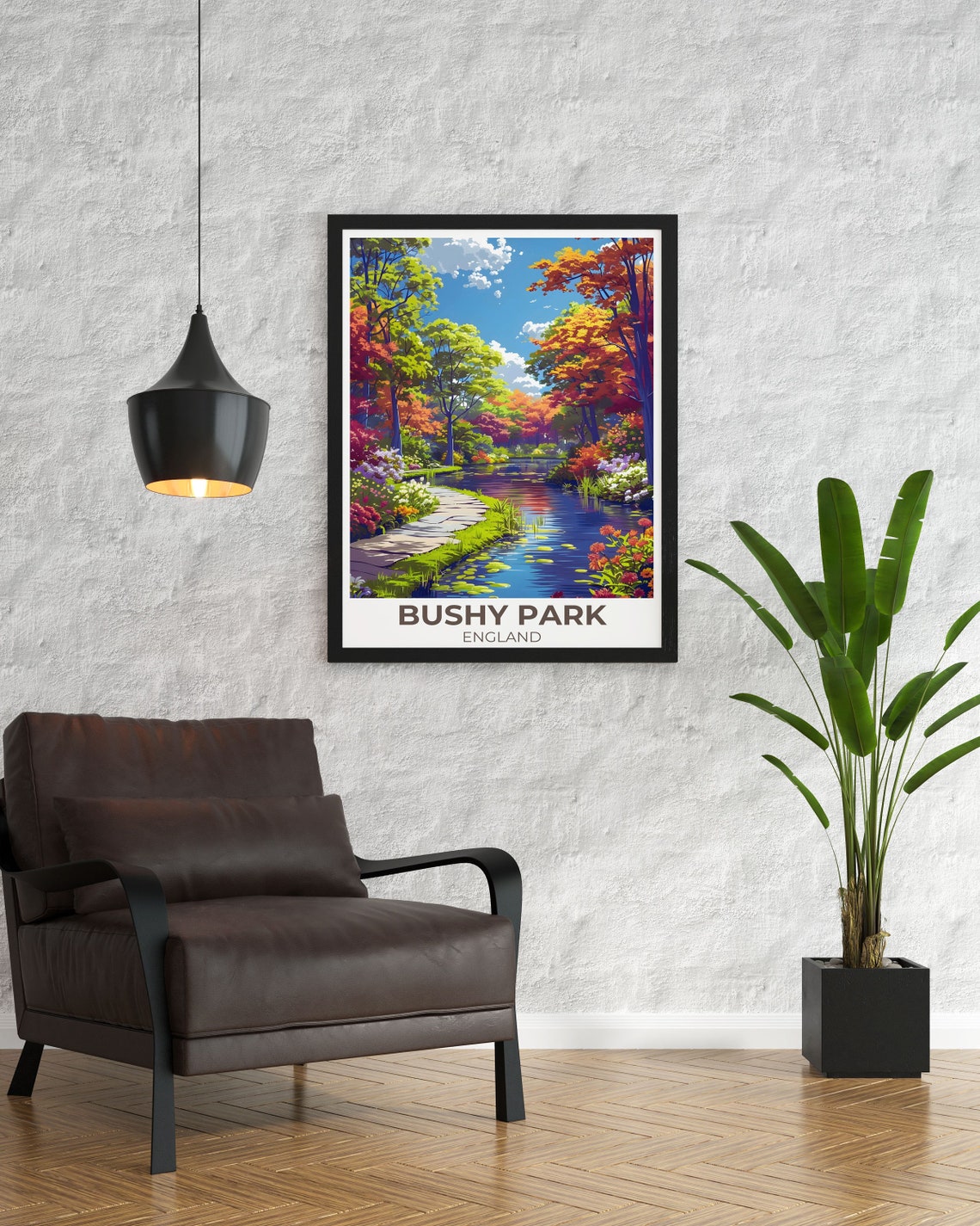 Bushy Park England Woodland Gardens Riverside Path Travel Poster - Image 2