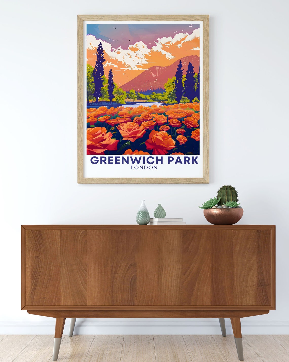 Greenwich Park London Rose Garden Sunset Flower Travel Poster - Image 2