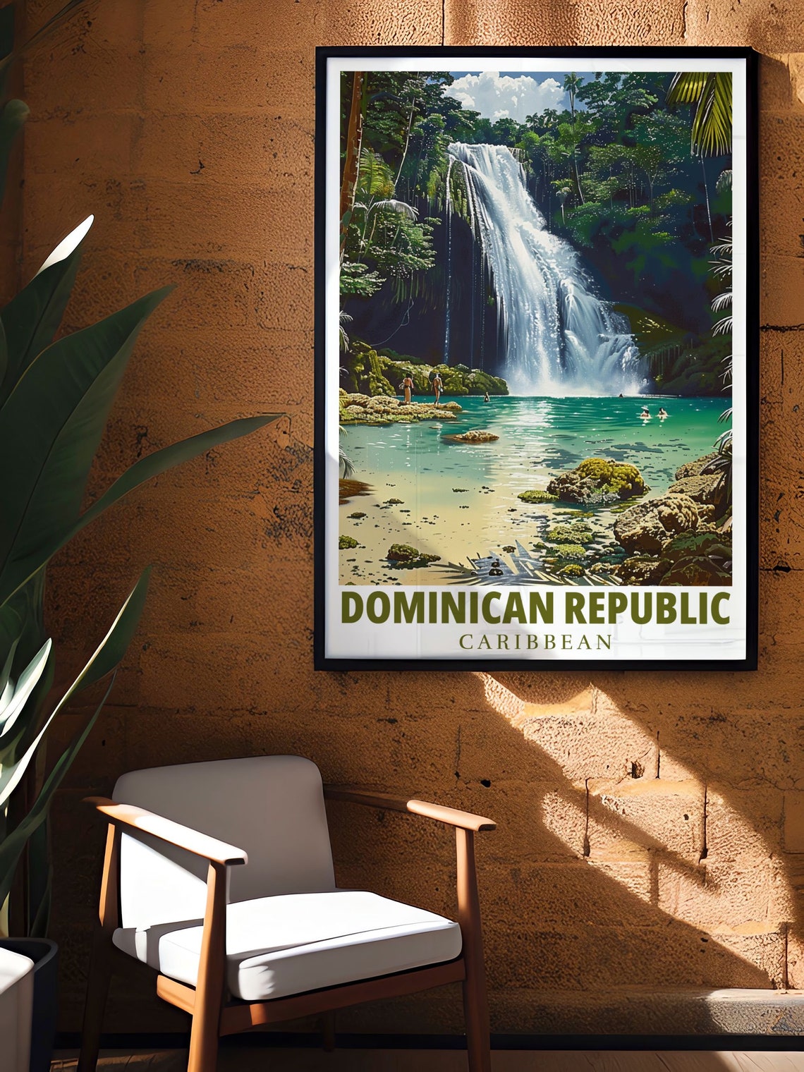 Dominican Republic El Limon Waterfall Jungle Pool Scene Poster - Image 3