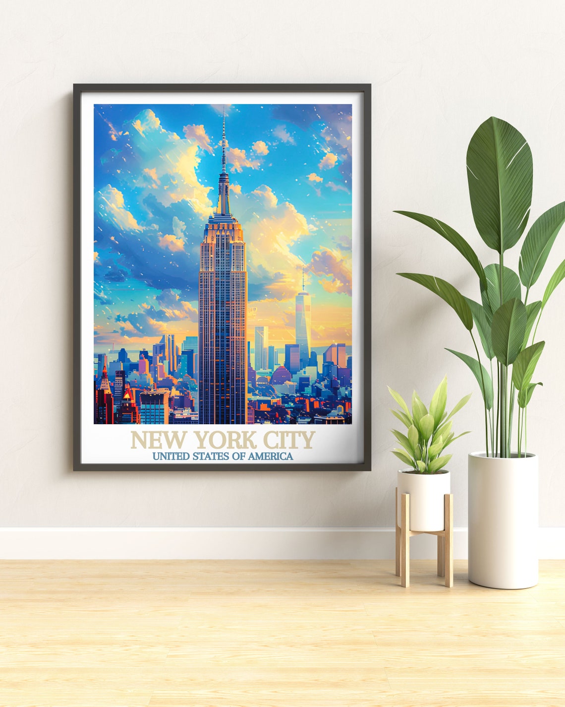 New York City Empire State Building Skyline Sunset Travel Poster - Image 3