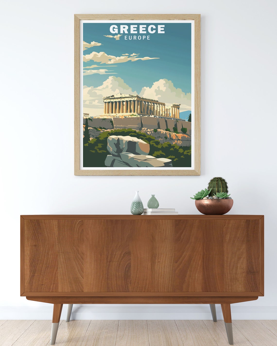 Athens Acropolis Parthenon Daytime Retro Greece Travel Poster - Image 3