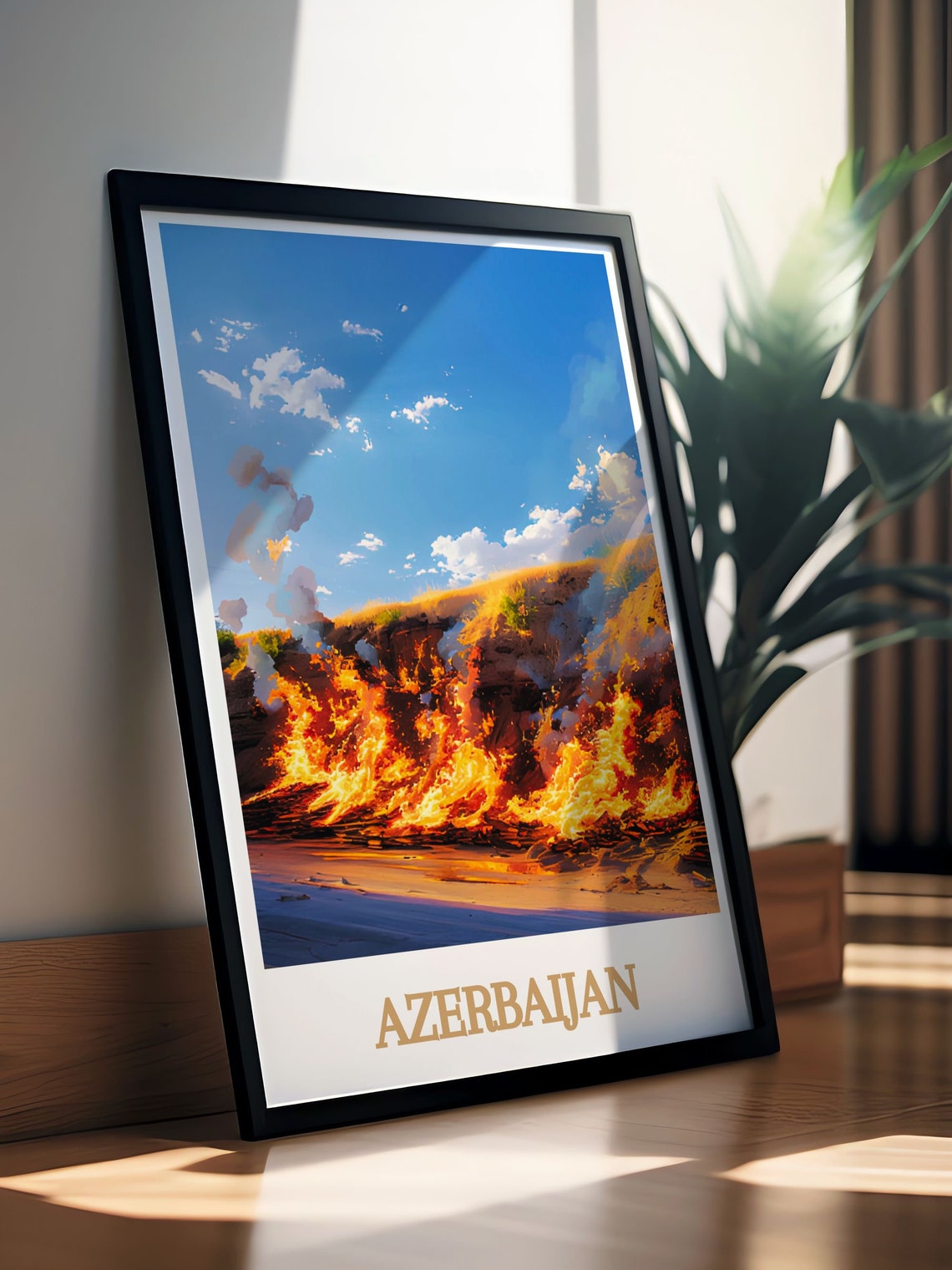 Azerbaijan Yanar Dag Eternal Flames On Burning Hillside Poster - Image 3