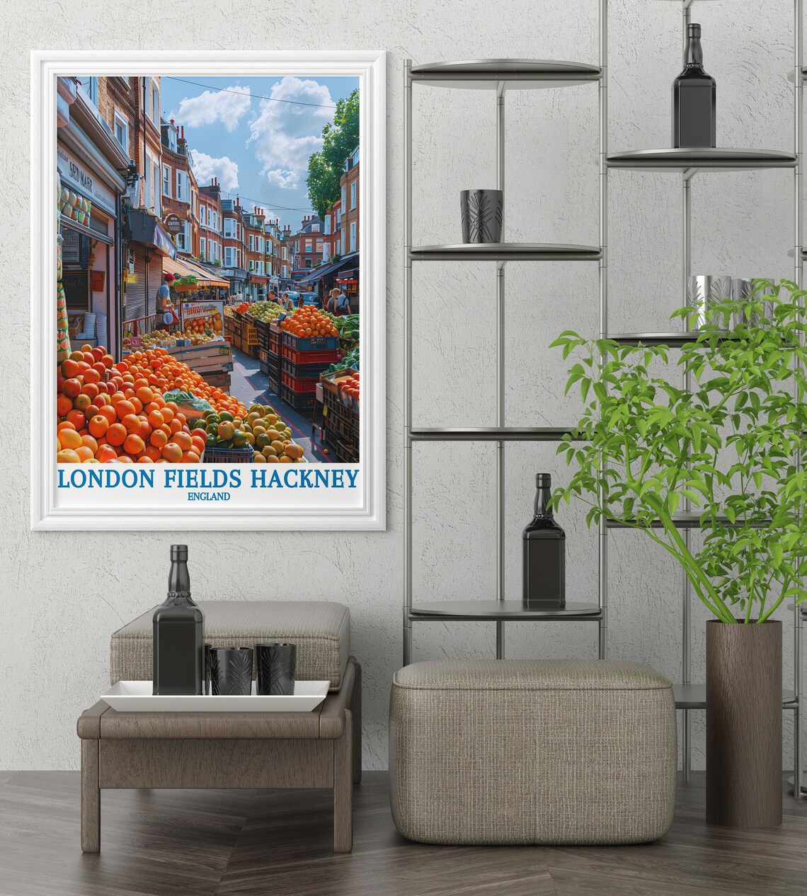 London Fields Hackney Market Street East London Vintage Travel Poster - Image 3