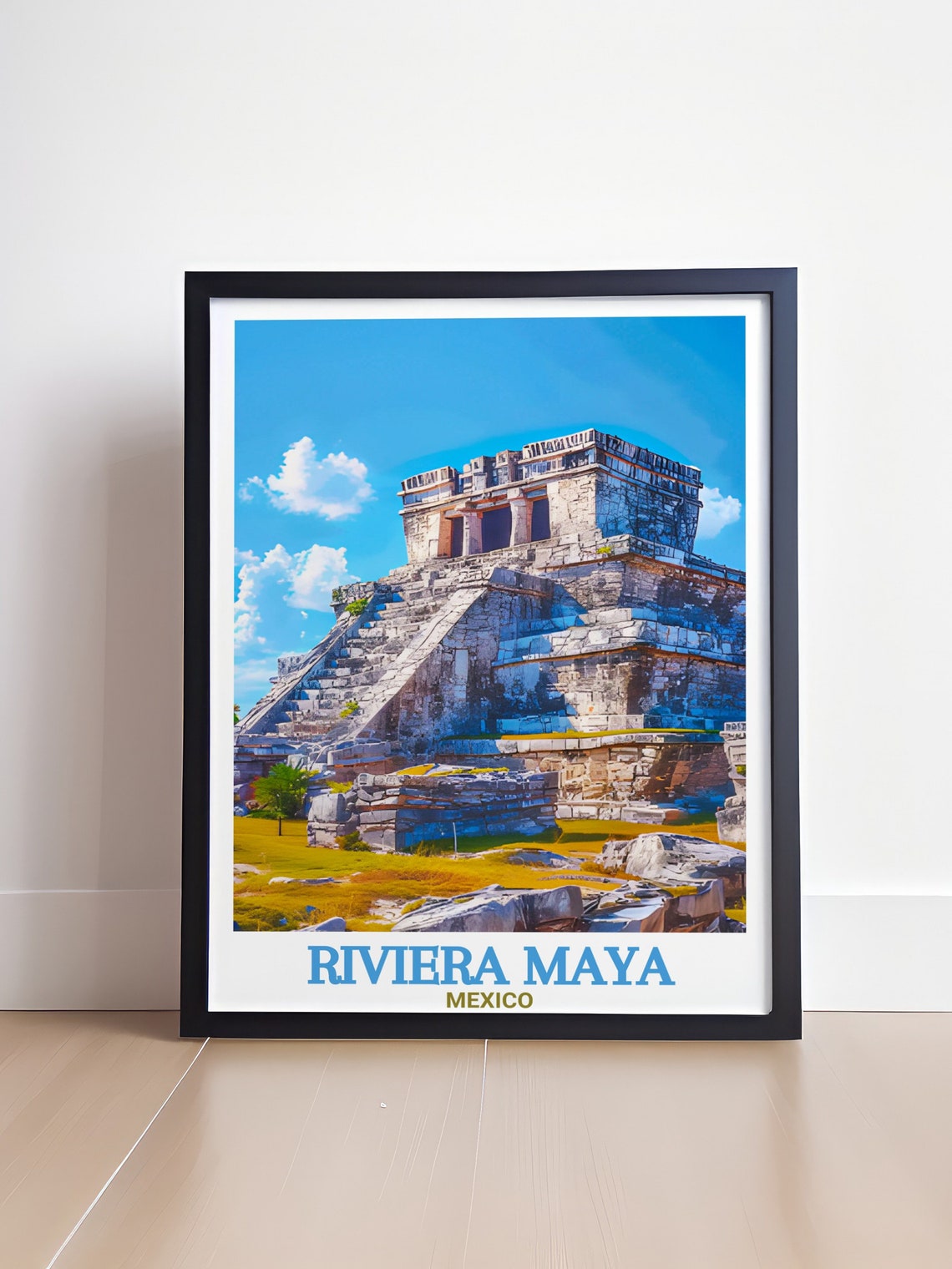 Riviera Maya Ancient Mayan Pyramid in Bright Sunlight Poster - Image 4