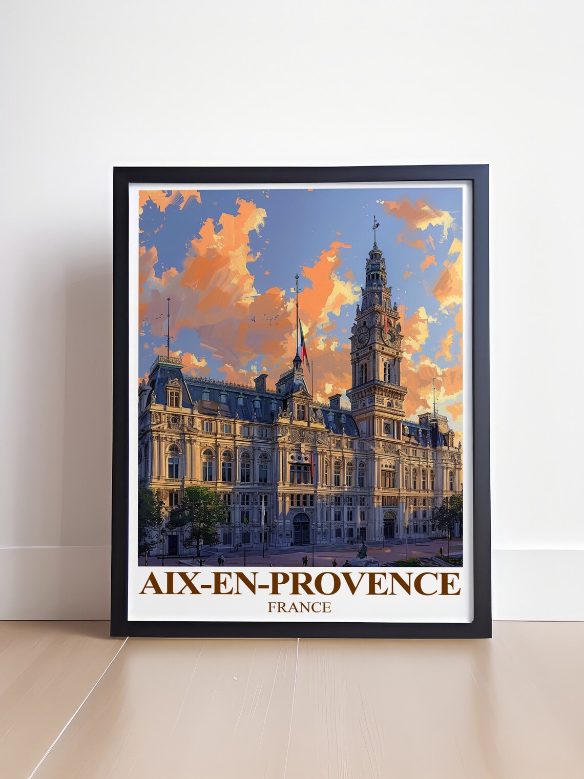 Aix-en-Provence Hotel de Ville Sunset Orange Sky Travel Poster - Image 4