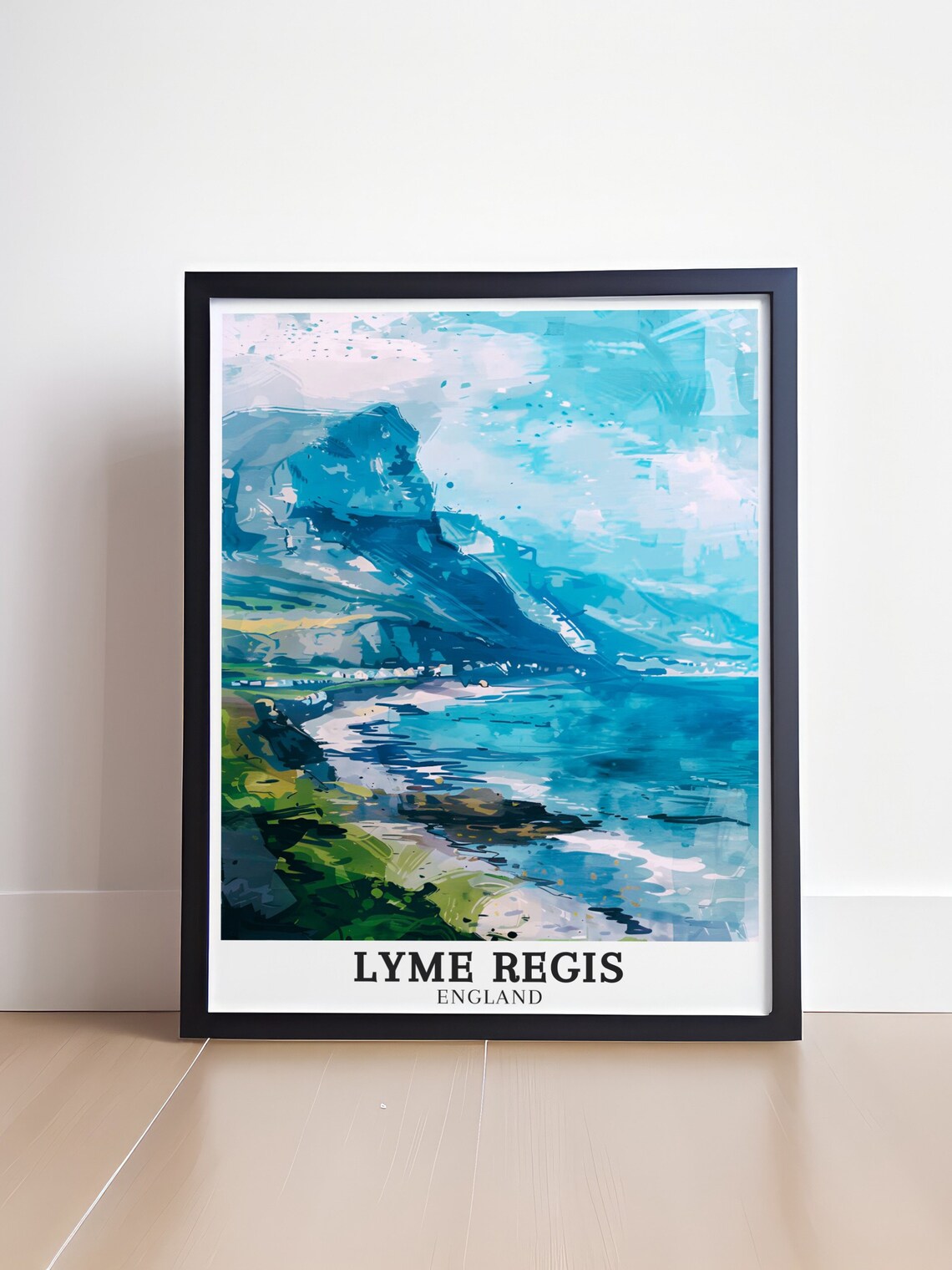 Lyme Regis England Charmouth Coast Watercolor Seascape Travel Poster - Image 4