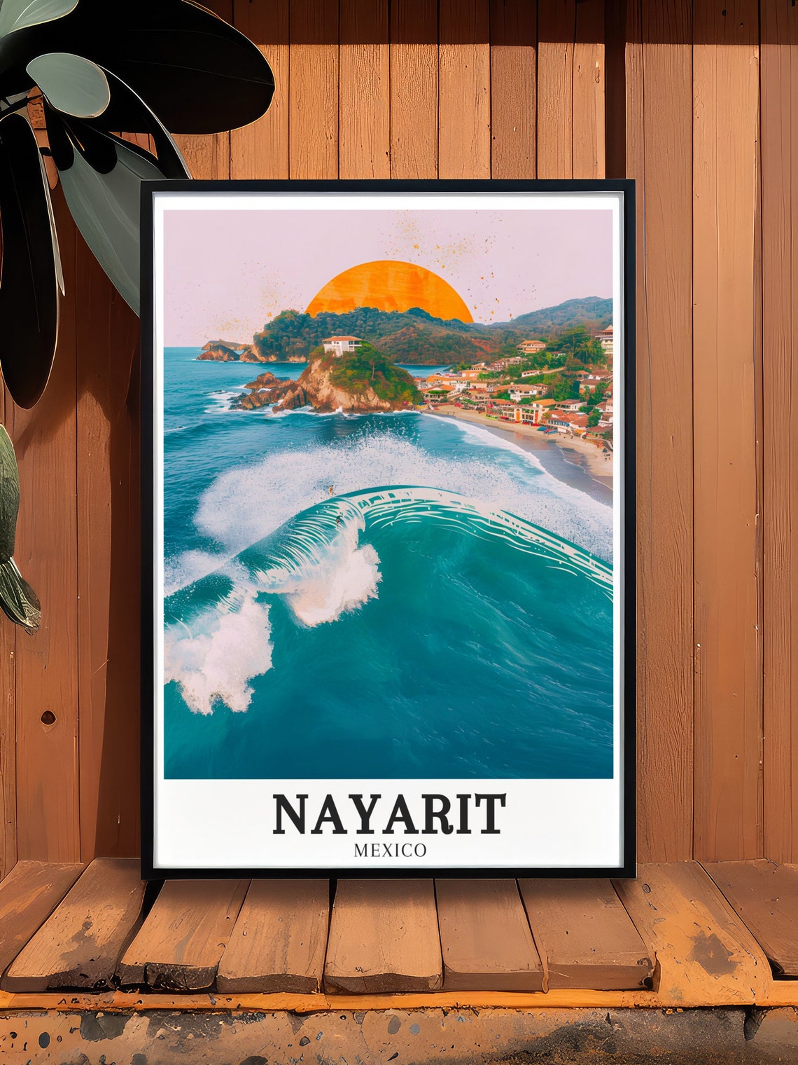 Nayarit Mexico Sayulita Coastline Sunset Wave Surf Beach Poster - Image 3