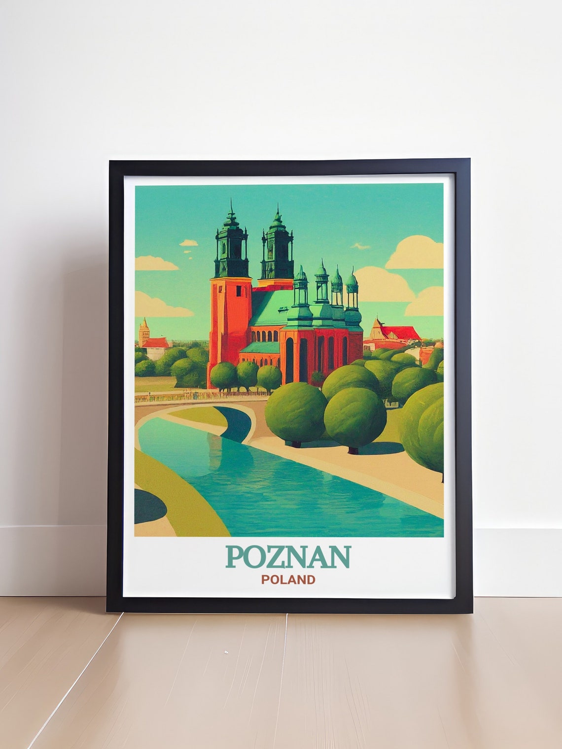 Poznan Poland Cathedral Island Church Riverbank Heritage Poster - Image 4