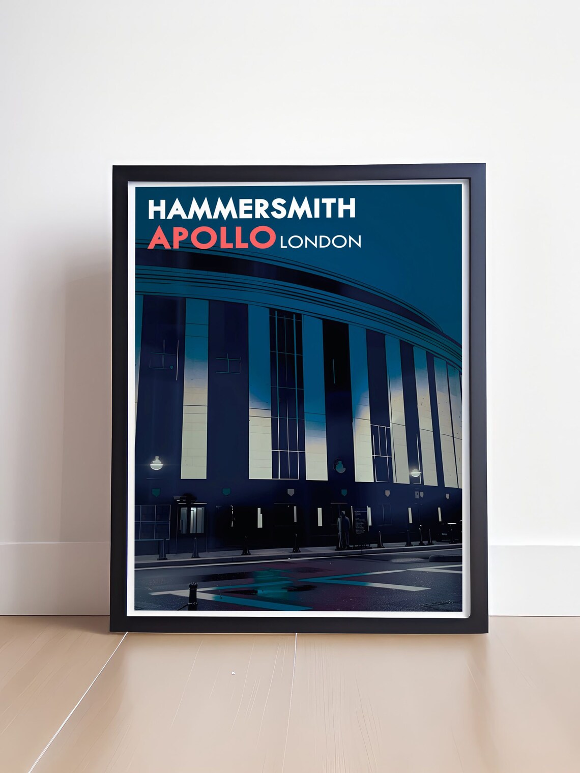 Hammersmith Apollo London Art Deco Venue At Night Travel Poster - Image 4