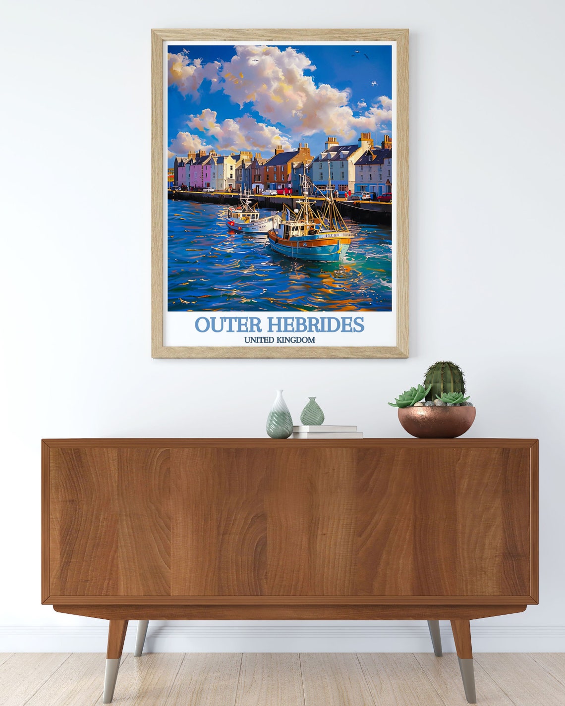 Outer Hebrides Stornoway Harbour Colorful Fishing Boats Poster - Image 2