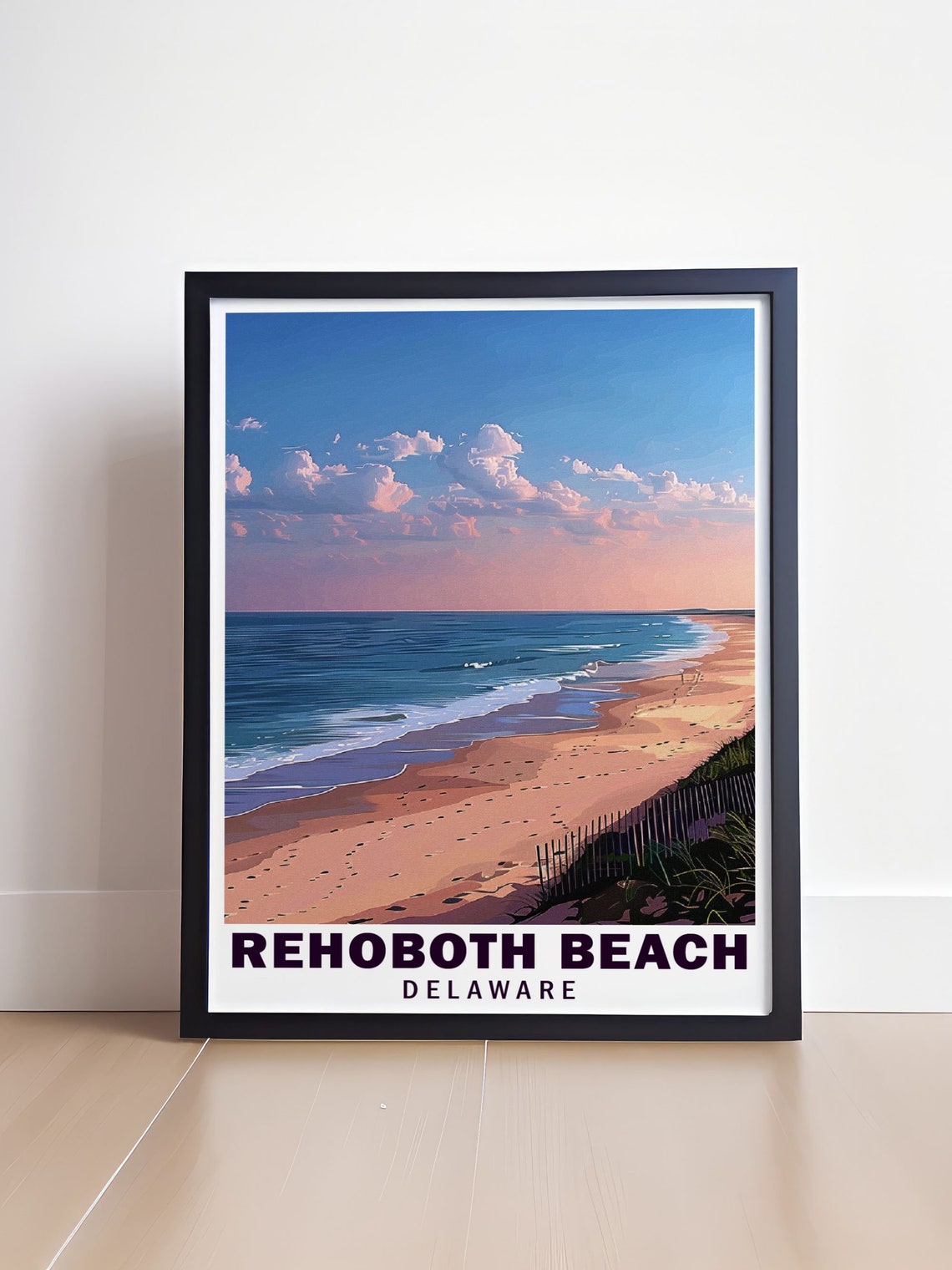 Rehoboth Beach Calm Seascape Delaware Coastline Sand Dunes Poster - Image 4