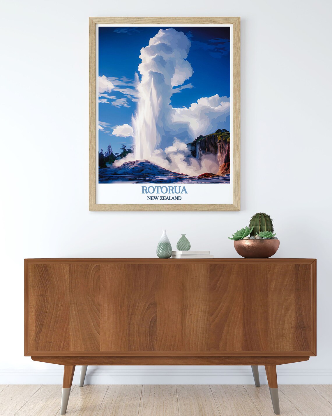Te Puia Geyser Eruption Rotorua New Zealand Travel Art Poster - Image 2