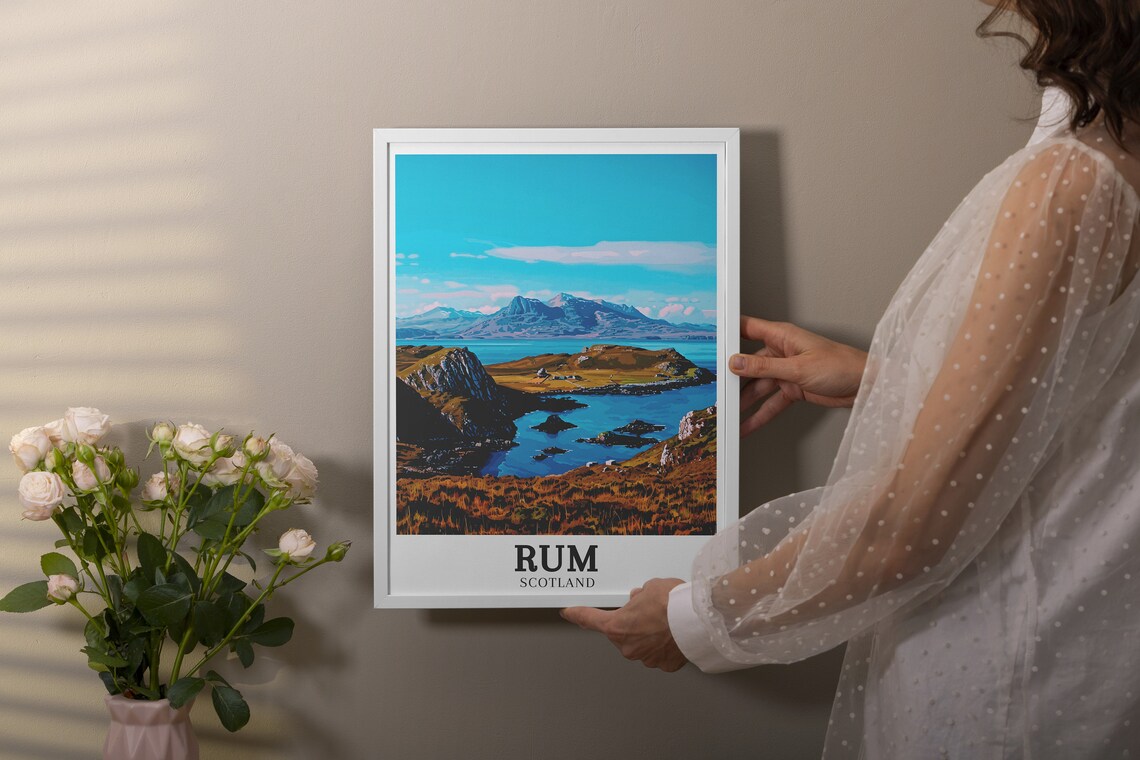 Isle of Rum Cuillin Mountains Sea View Scotland Travel Poster - Image 3