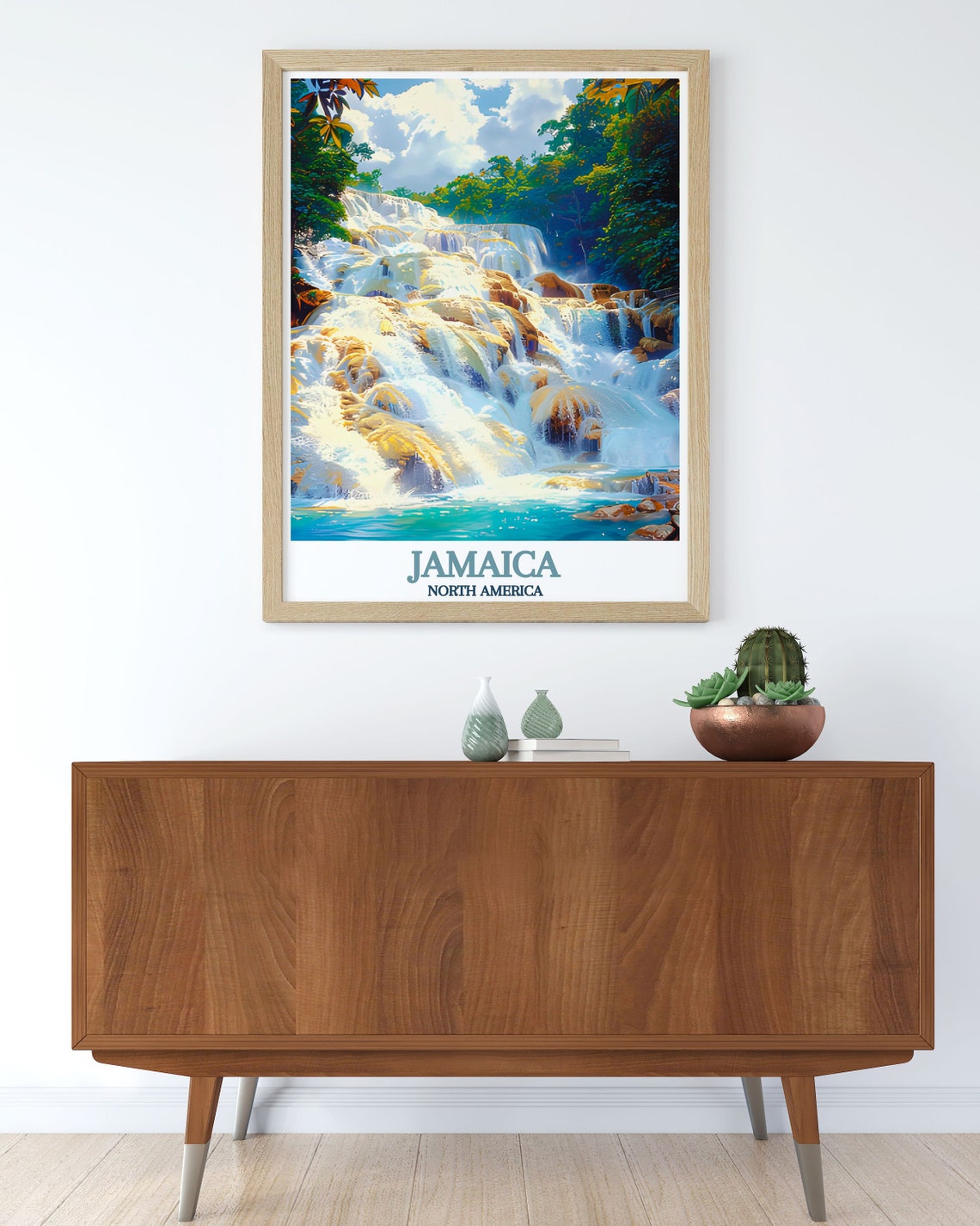 Dunns River Falls Jamaica Terraced Waterfall Forest Travel Poster - Image 2
