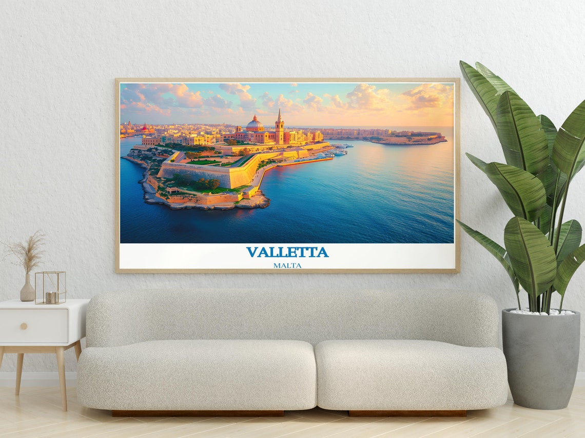 Valletta Grand Harbour Malta Sunset Aerial View Travel Poster - Image 4