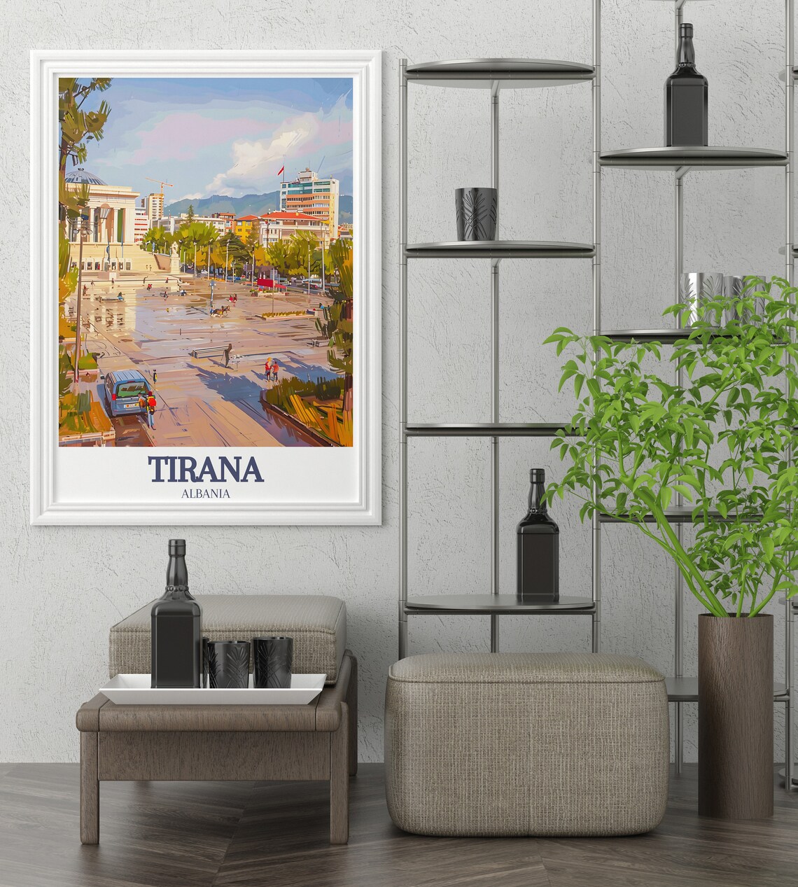 Tirana Albania Skanderbeg Square Classic Vintage Travel Poster - Image 2