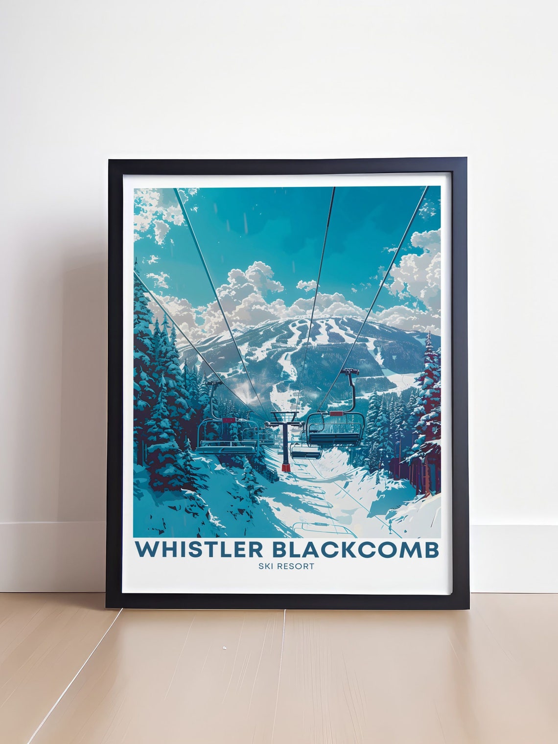 Whistler Peak Chair Lifts Art Whistler Blackcomb Skiing Wall Art Whistler Ski Resort Poster Whistler Ski Lift And Chair Lifts Print - Image 3