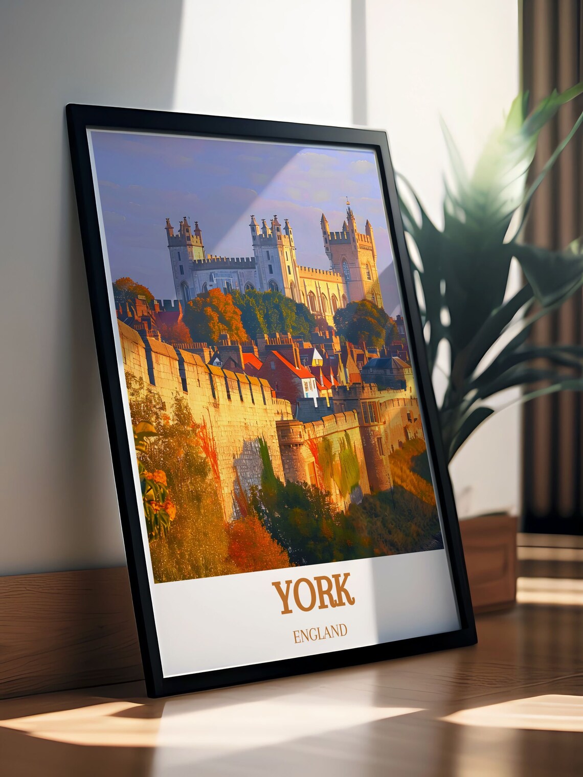 York City Walls Panorama Minster Towers Golden Travel Poster - Image 2
