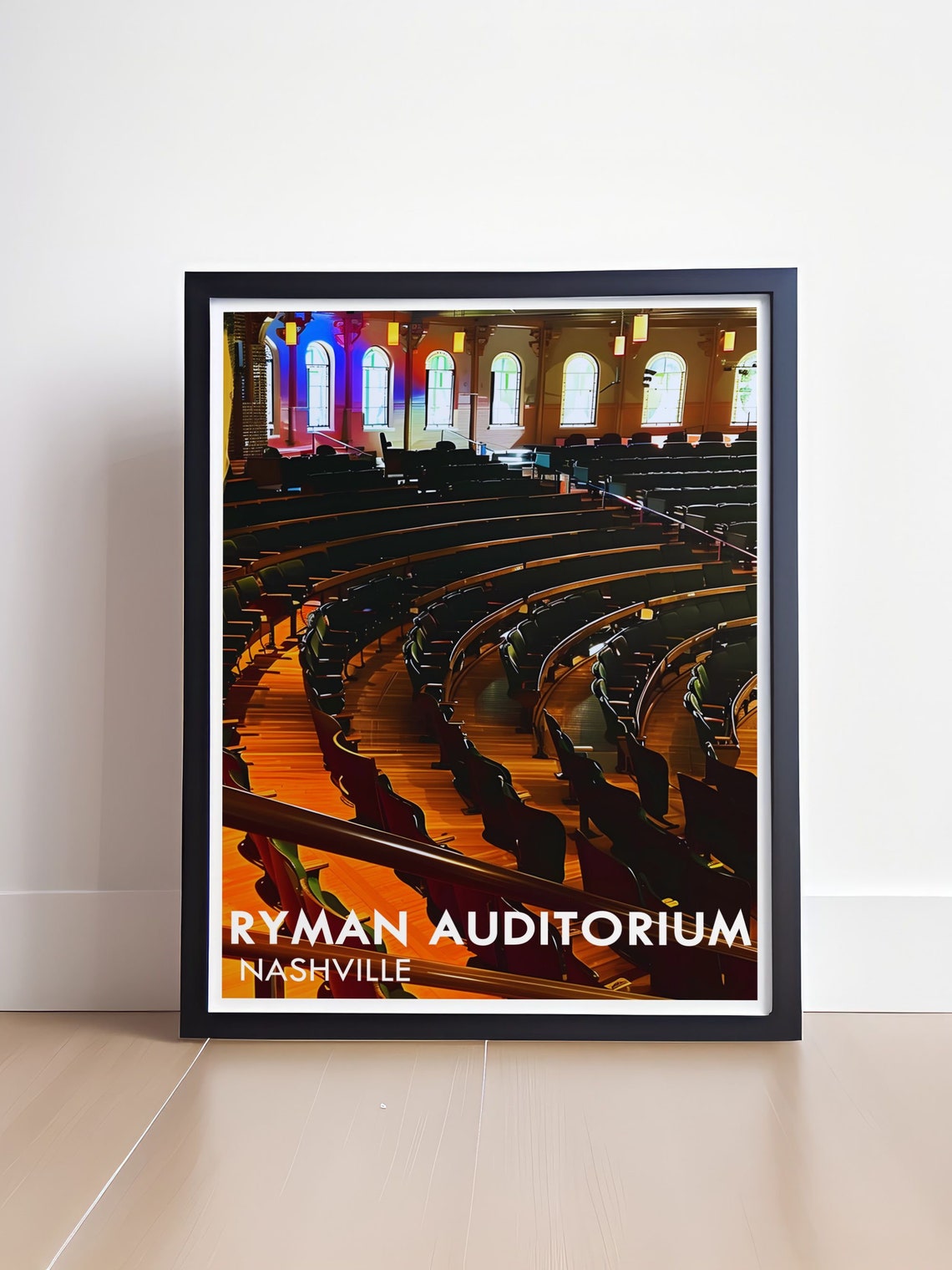 Ryman Auditorium Pews Stained Glass Nashville Concert Hall Poster - Image 4