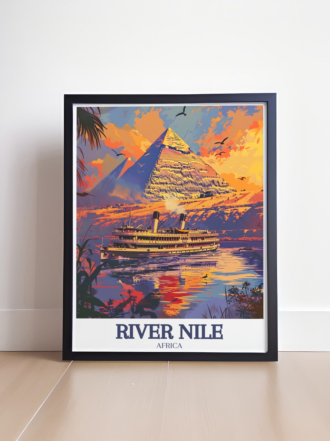 River Nile Egypt Pyramids Cruise Ship Golden Sunset Travel Poster - Image 4