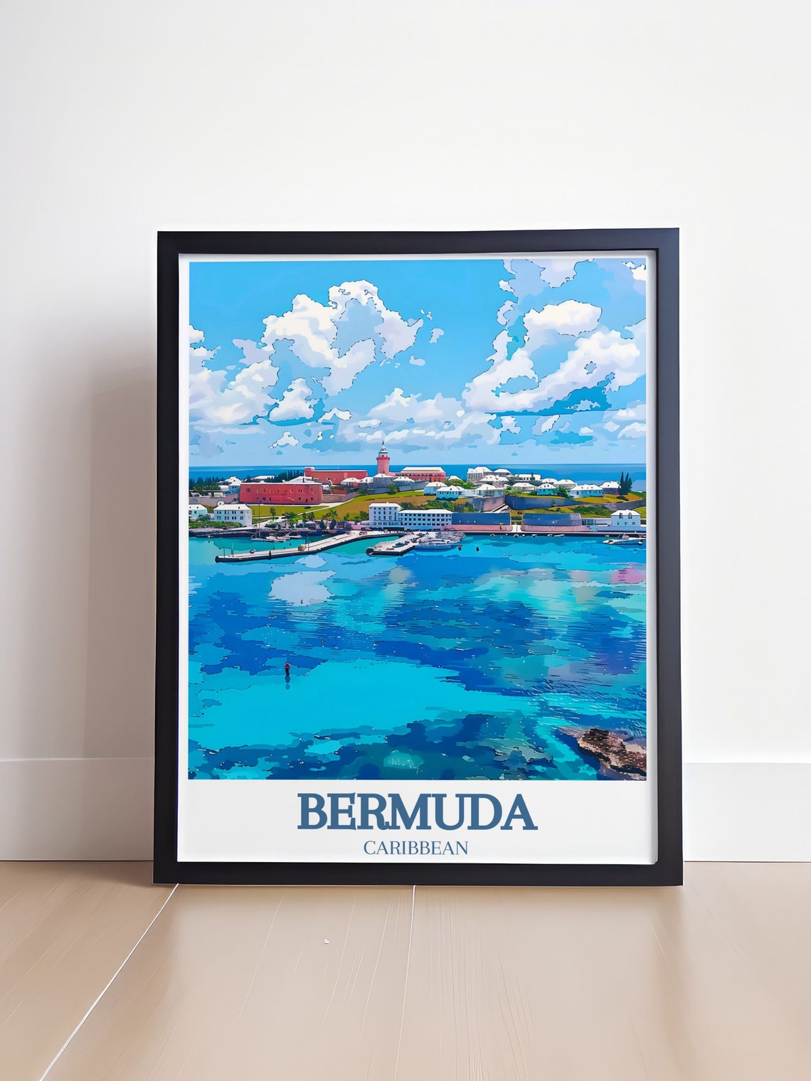Bermuda Turquoise Harbor Boats St Georges Town Ocean View Poster - Image 4