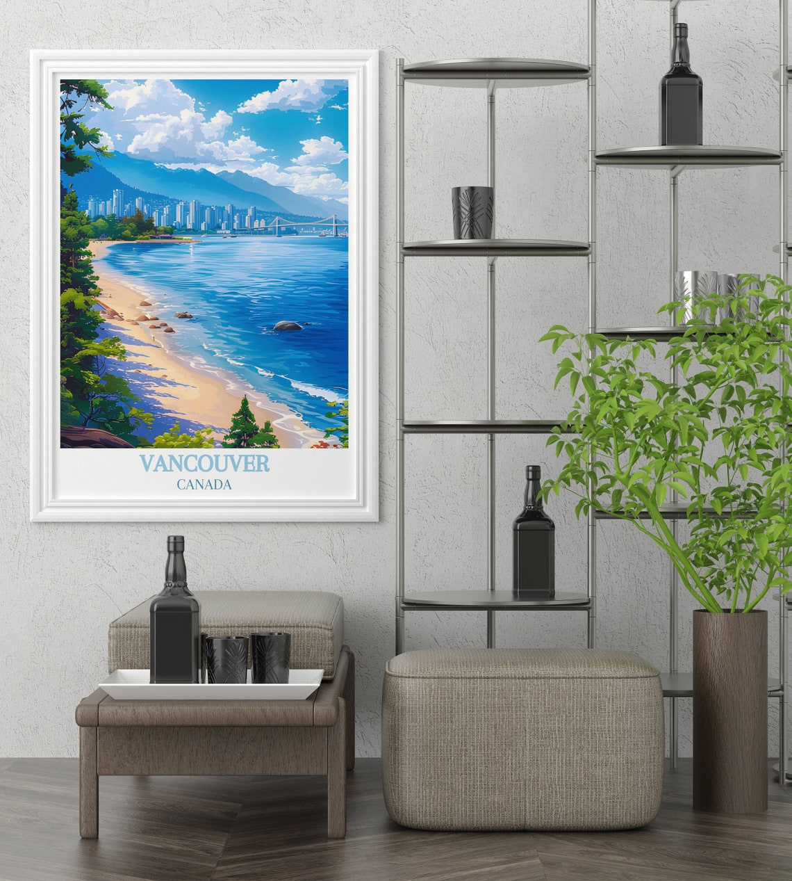 Vancouver Canada Beach Skyline Bridge Mountain Panorama Poster - Image 3