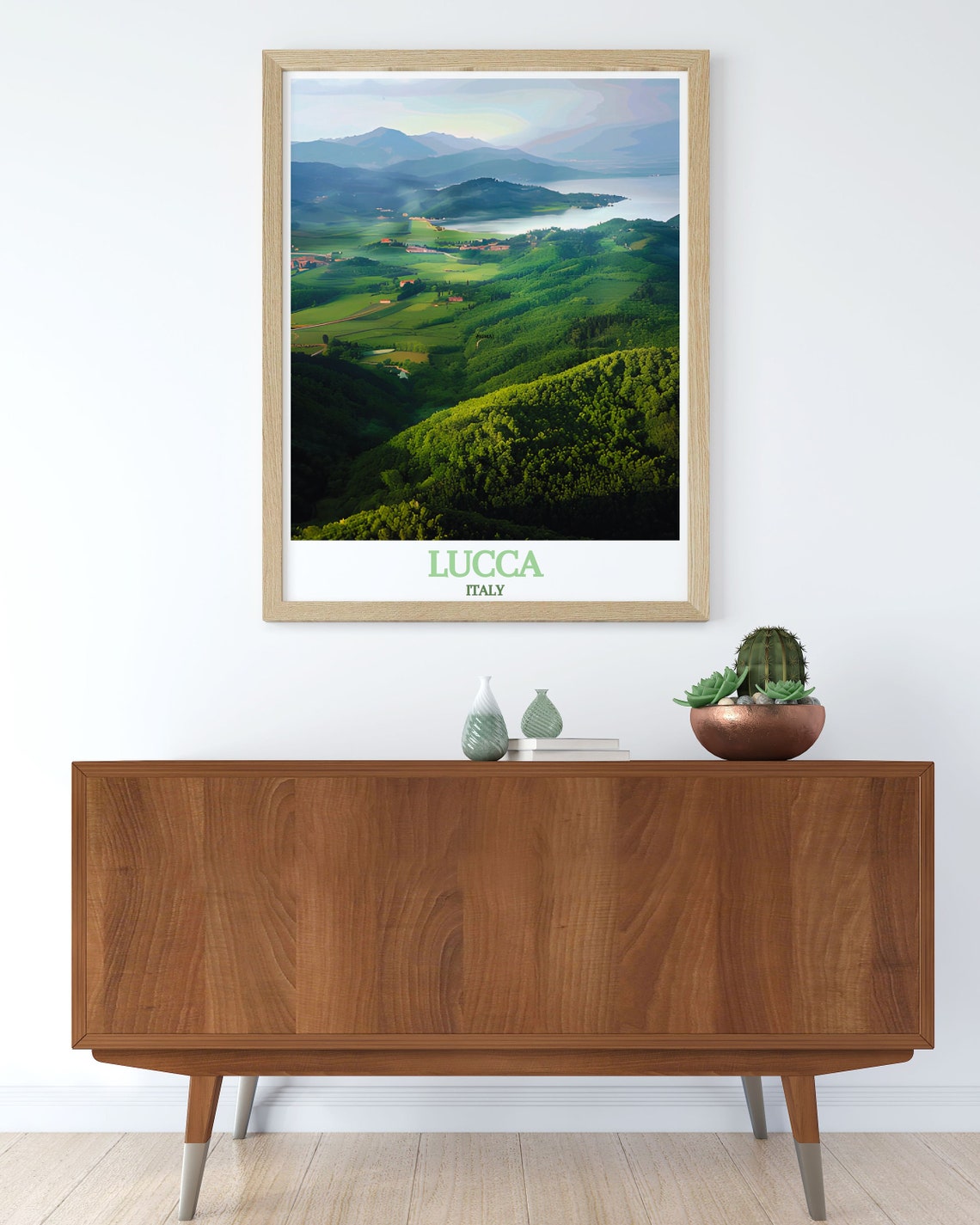 Lucca Italy Lago di Massaciuccoli Green Hills Lake View Poster - Image 3