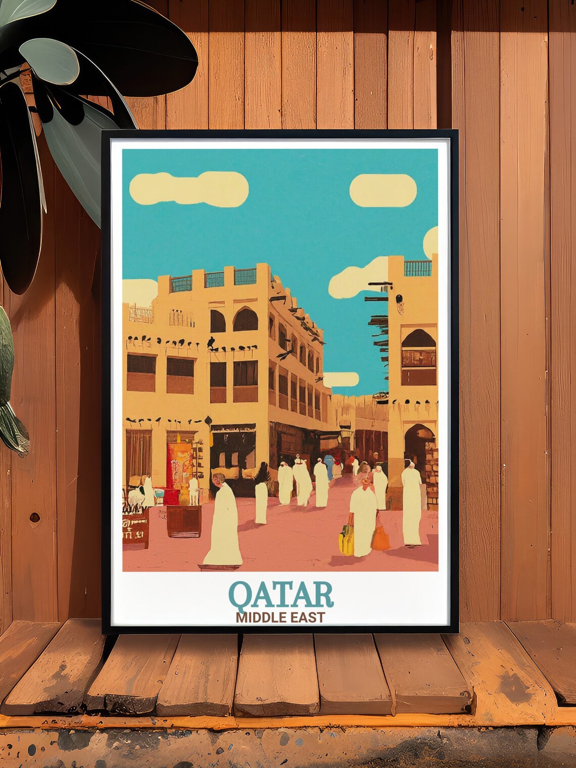 Qatar Middle East Souq Waqif Market Street Scene Travel Poster - Image 3