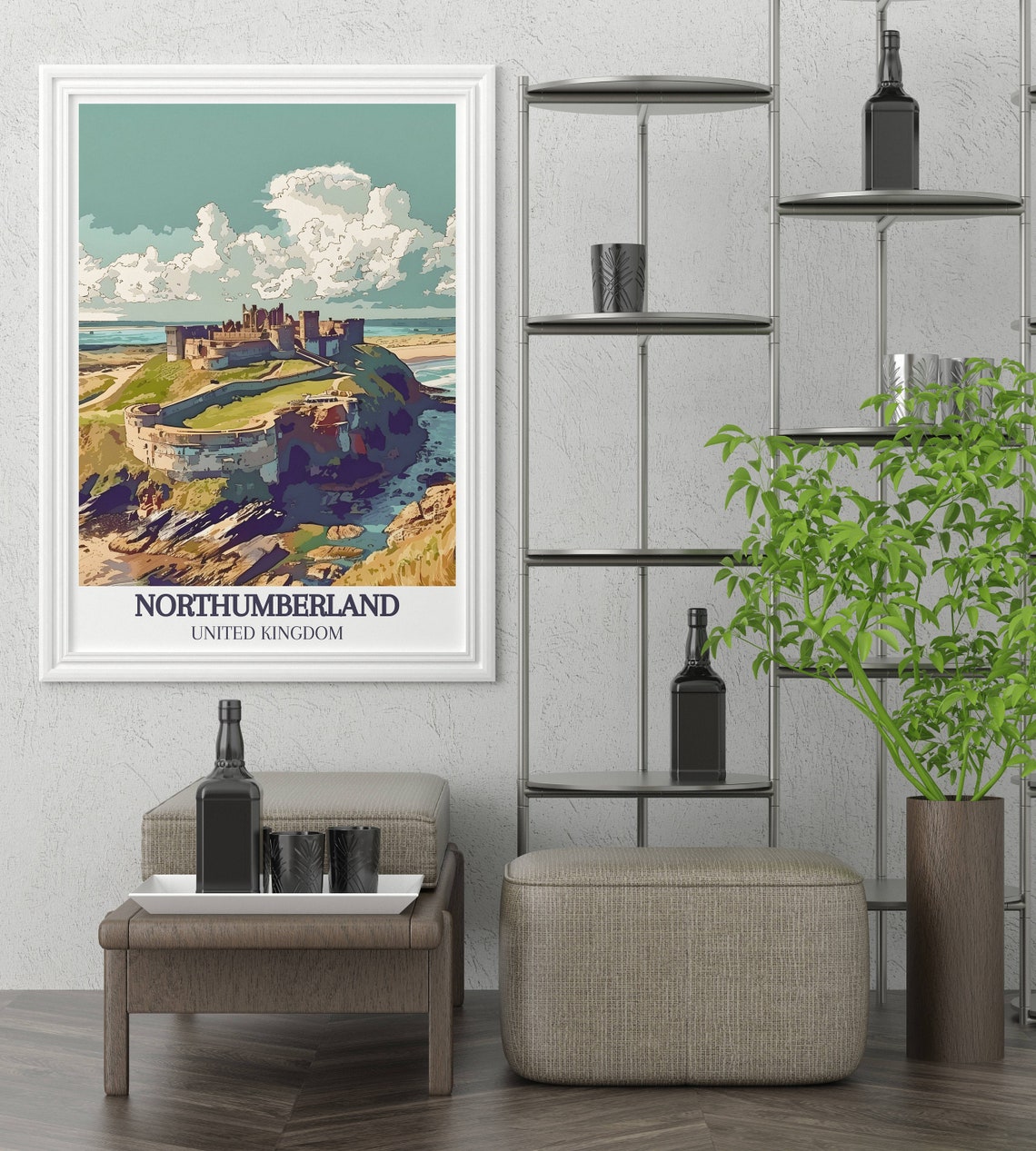 Northumberland Bamburgh Castle Ruins on the Coastal Cliffs Poster - Image 4