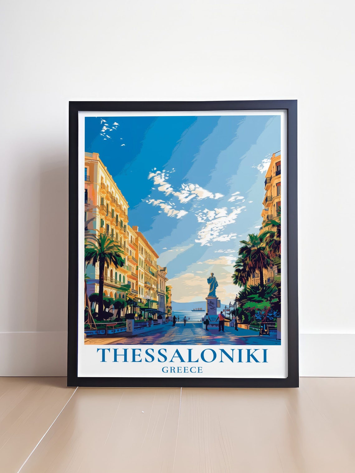 Thessaloniki Greece Waterfront Promenade Statue Illustration Poster - Image 4
