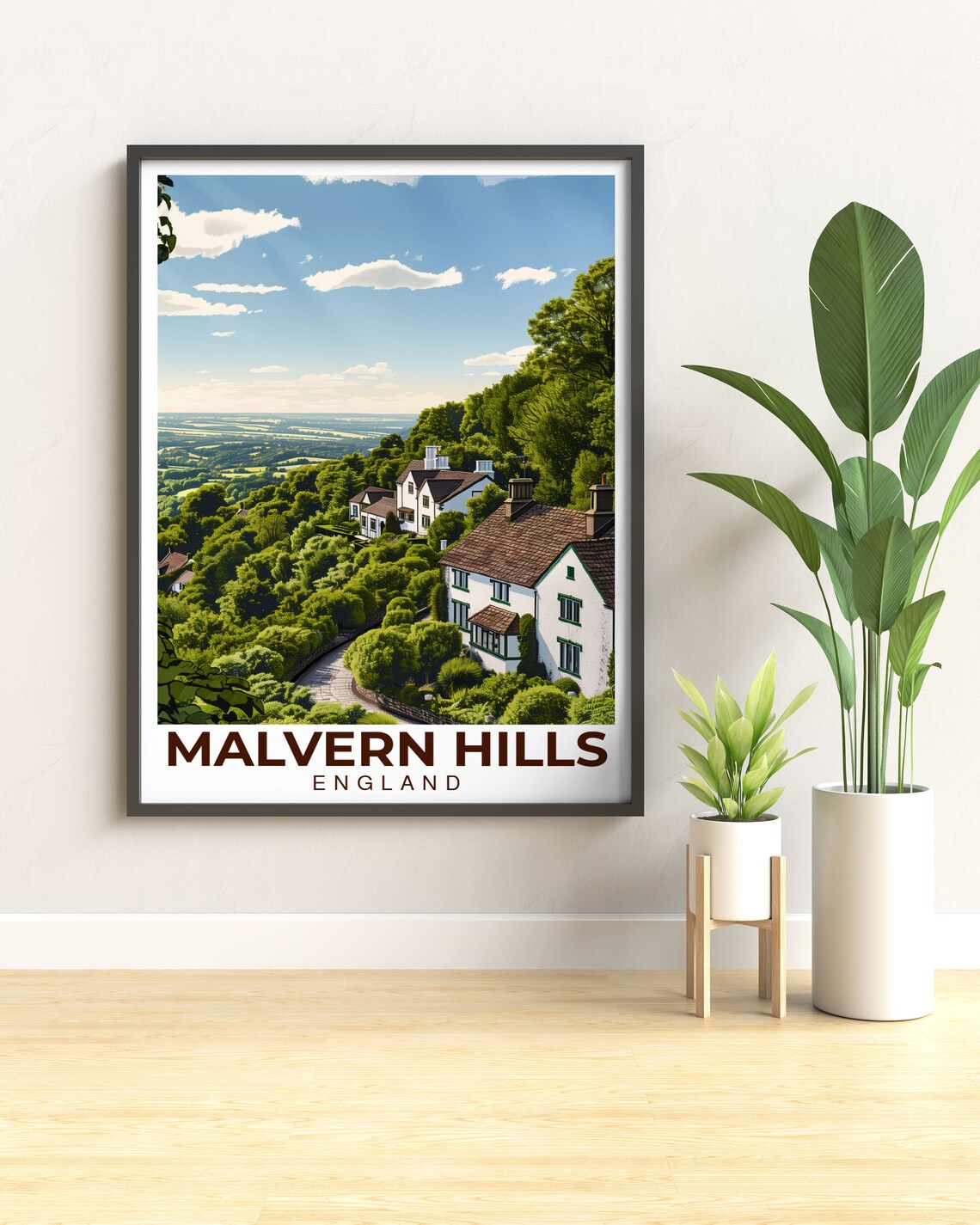 Malvern Hills England Countryside Cottage Valley View Poster - Image 2