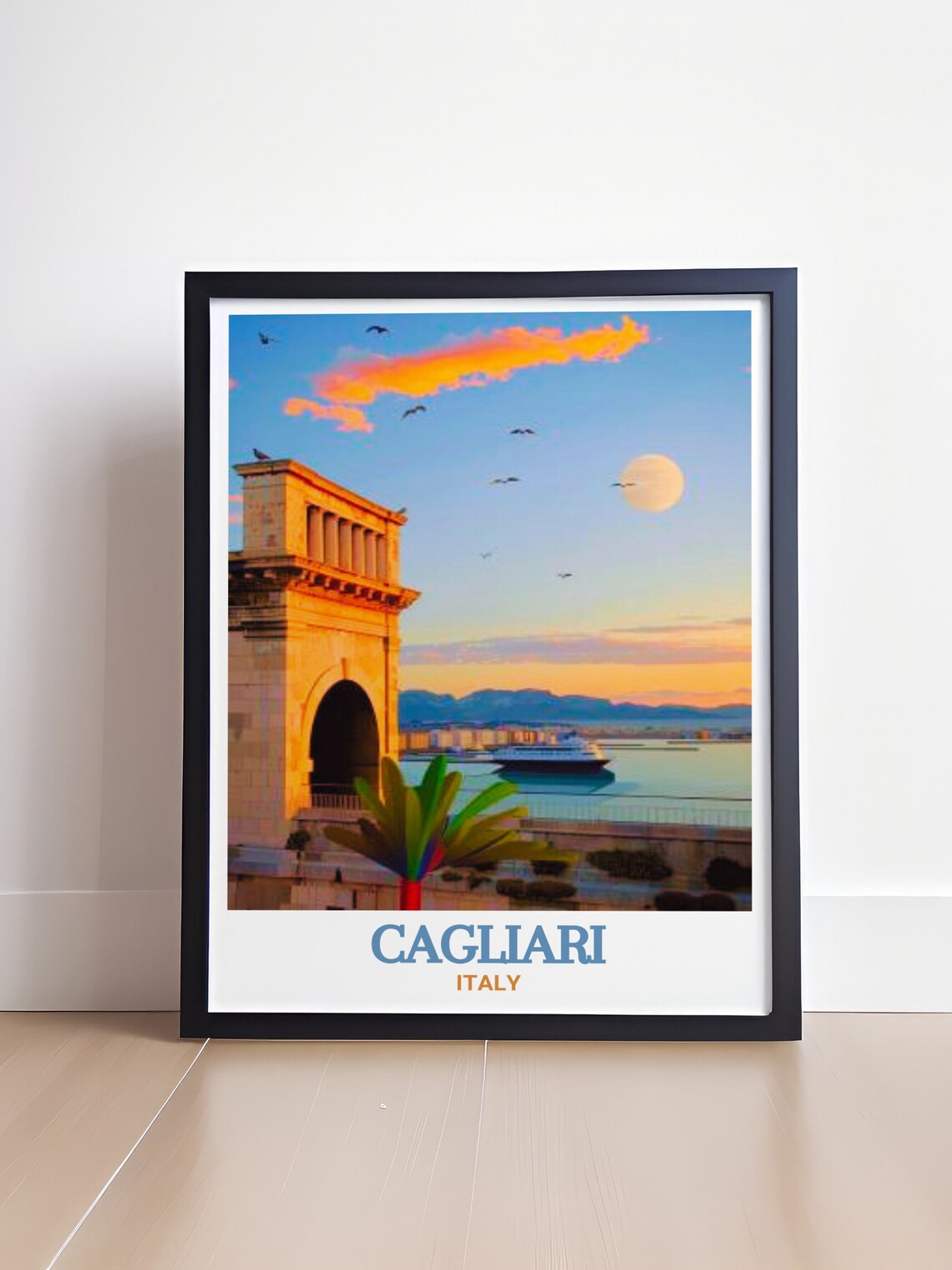 Cagliari Bastione di Saint Remy Harbor at Golden Sunset Poster - Image 4