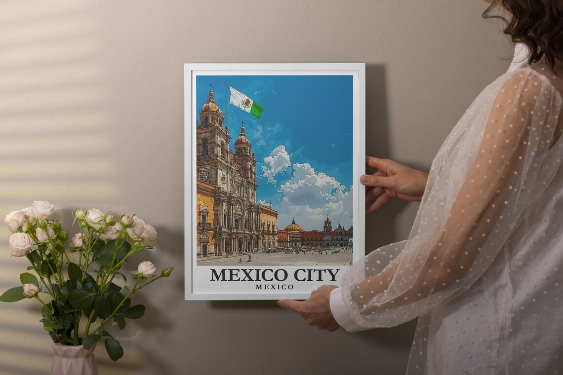 Mexico City Travel Poster, Zocalo Art Print - Image 3