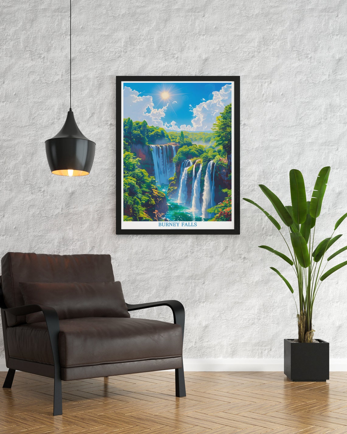 Burney Falls Cascading Waterfall in Sunny California Forest Poster - Image 4