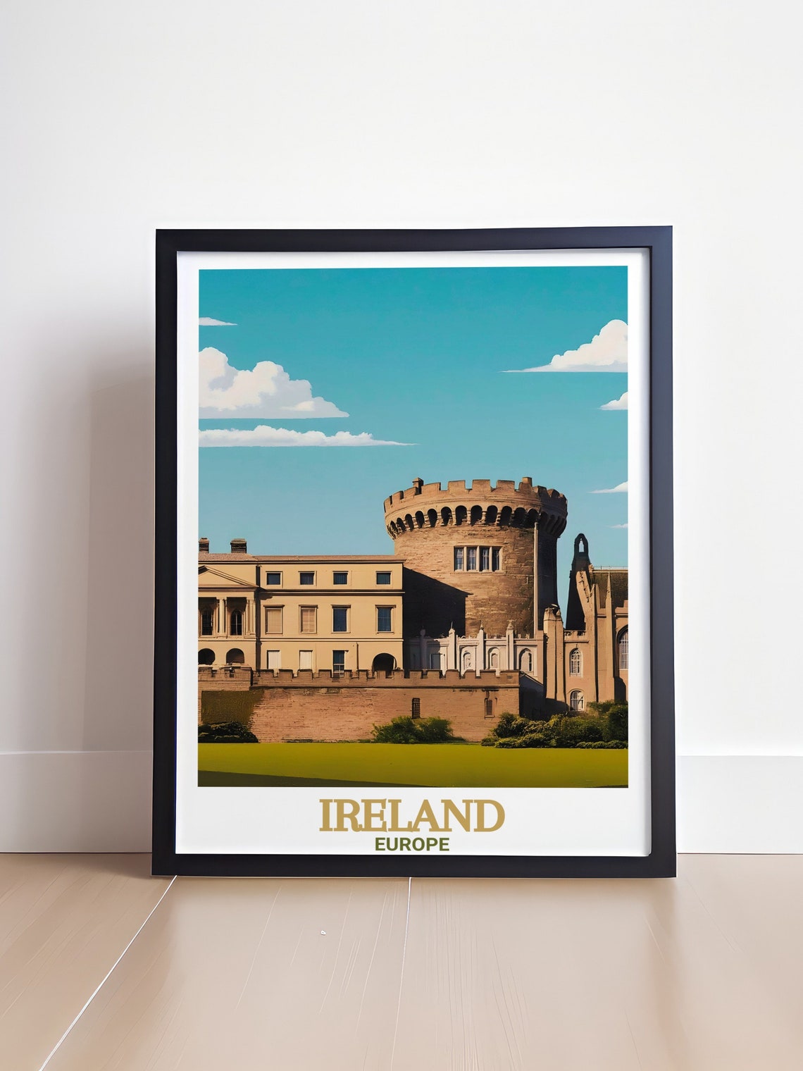 Ireland Europe Dublin Castle Round Tower Flat Illustration Poster - Image 4