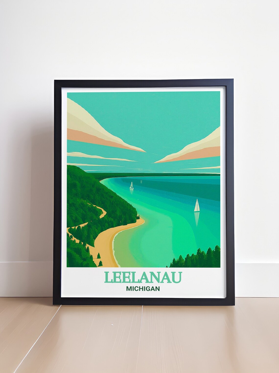 Leelanau Travel Print Leelanau State Park Travel Poster Michigan Scenic Art Leelanau Print State Park Travel Art - Image 4