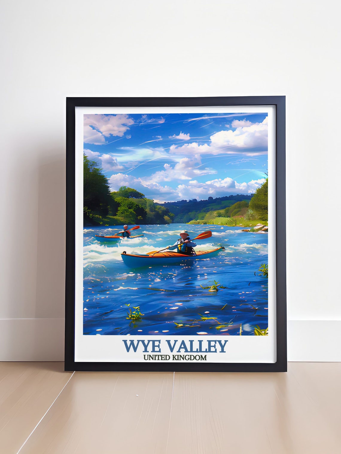 Wye Valley River Canoes and Kayaks Adventure Scene Travel Poster - Image 4