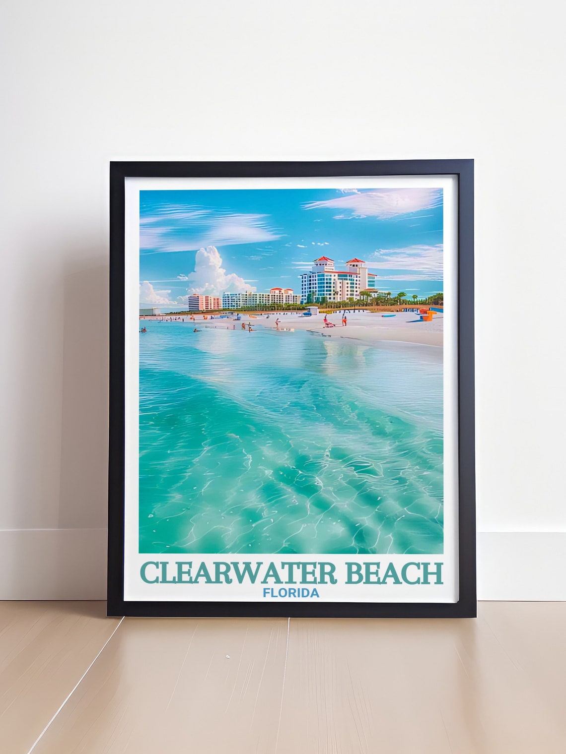 Clearwater Beach Florida Turquoise Shoreline Resort Travel Poster - Image 4