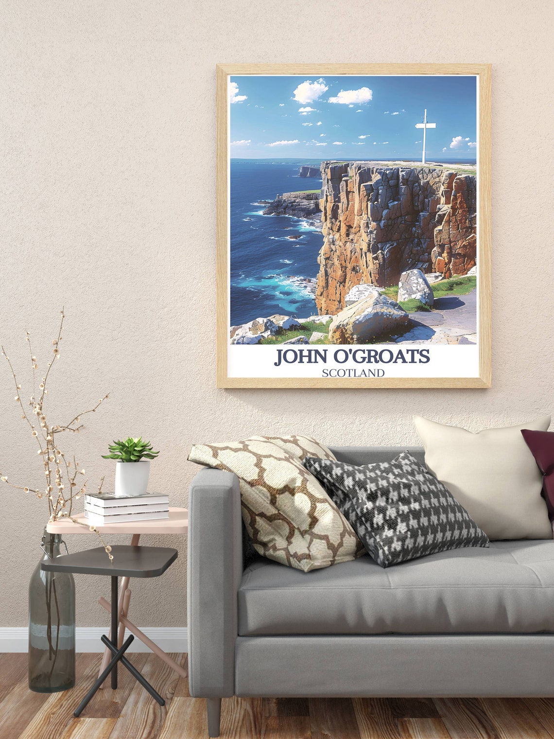 John O'Groats Signpost Above the Atlantic on Rugged Cliff Poster - Image 3